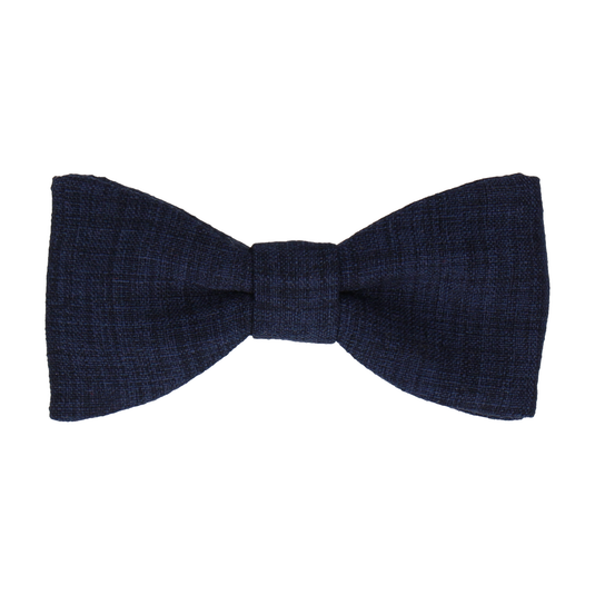 Navy Blue Textured Cotton Linen Bow Tie - Bow Tie with Free UK Delivery - Mrs Bow Tie