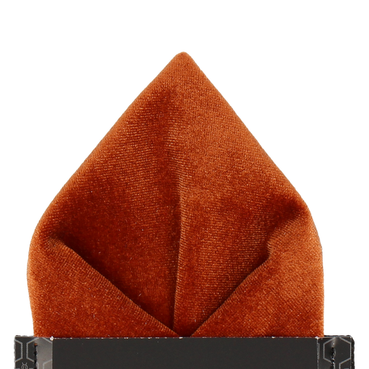 Copper Orange Velvet Pocket Square - Pocket Square with Free UK Delivery - Mrs Bow Tie