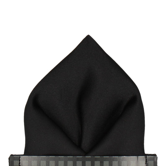 Plain Solid Black Satin Pocket Square - Pocket Square with Free UK Delivery - Mrs Bow Tie