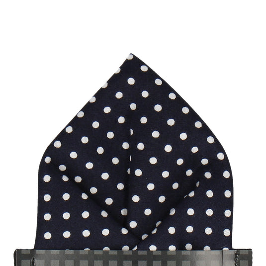 Navy Blue Polka Dots Pocket Square - Pocket Square with Free UK Delivery - Mrs Bow Tie