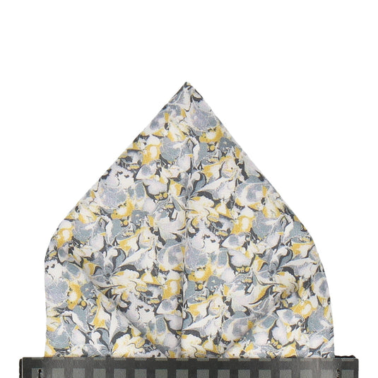 Grey & Saffron Alba Liberty Cotton Pocket Square - Pocket Square with Free UK Delivery - Mrs Bow Tie