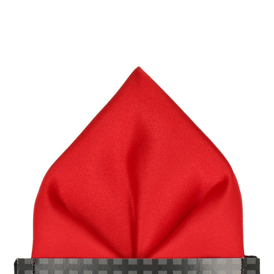 Vermillion Red Solid Plain Satin Pocket Square - Pocket Square with Free UK Delivery - Mrs Bow Tie