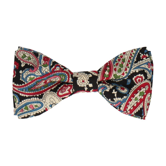 Black & Pink Traditional Paisley Cotton Bow Tie - Bow Tie with Free UK Delivery - Mrs Bow Tie