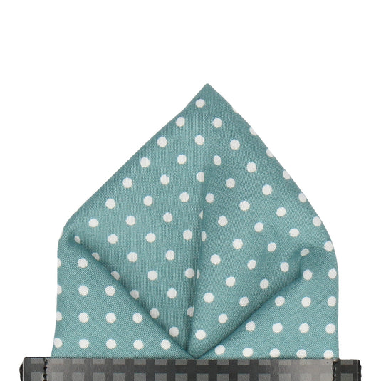 Sea Green Polka Dots Pocket Square - Pocket Square with Free UK Delivery - Mrs Bow Tie