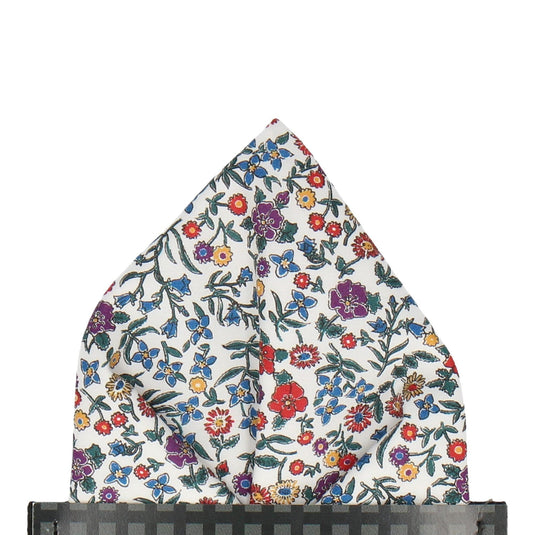 Multi Colour Diderot Floral Liberty Pocket Square - Pocket Square with Free UK Delivery - Mrs Bow Tie