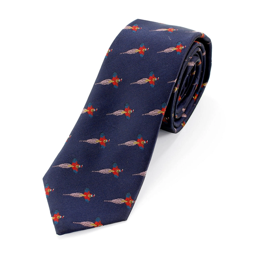 Navy Blue Pheasants Tie