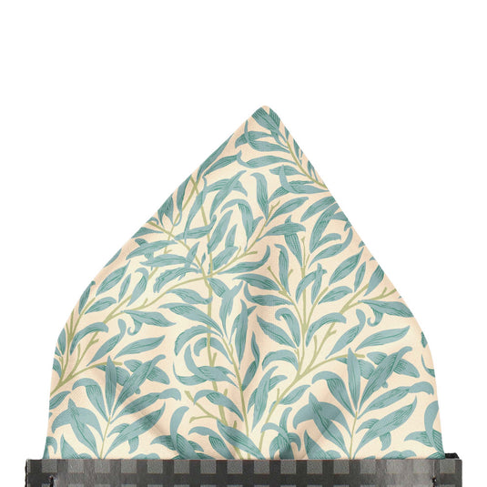 William Morris Willow Bough Teal & Cream Pre-Folded Pocket Square