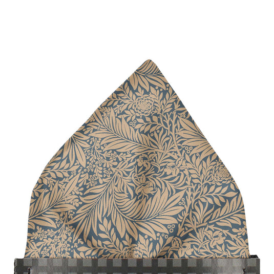 William Morris Larkspur Tan & Dark Teal Pre-Folded Pocket Square