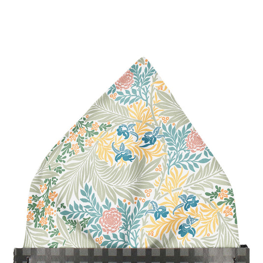 William Morris Larkspur Green Multi Pre-Folded Pocket Square