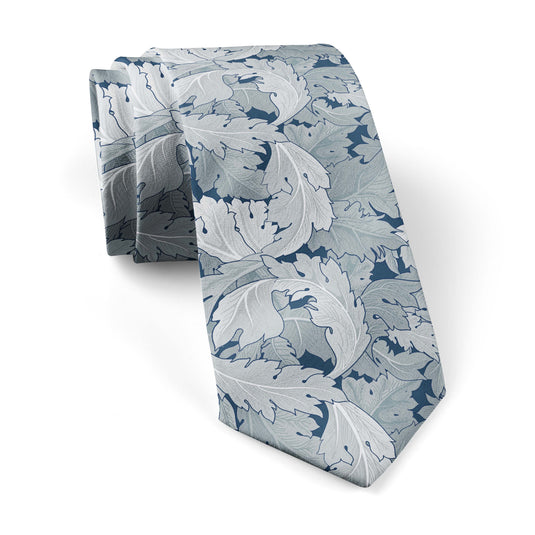 William Morris Flower Garden Navy & Silver Tie