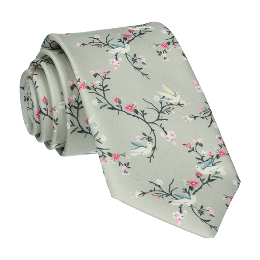 Sage Green Chinoiserie Floral Tie