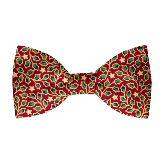 Red Holly and Stars Bow Tie
