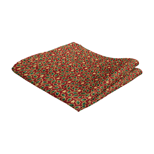Red Holly and Stars Pocket Square