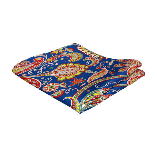 Large Colourful Paisley Royal Blue Pocket Square
