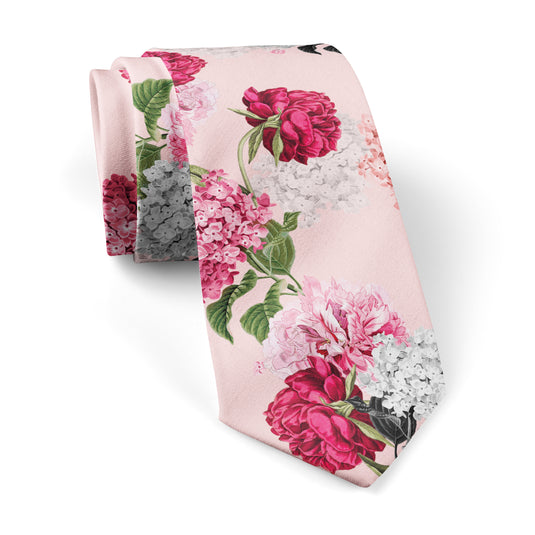 Pink Hydrangeas Pink Floral Wedding Tie