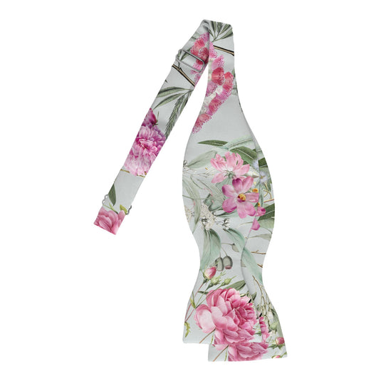 Floral Multicoloured Eucalyptus and Rose Pale Green Bow Tie
