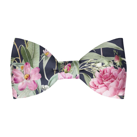 Floral Multicoloured Eucalyptus and Rose Navy Blue Bow Tie