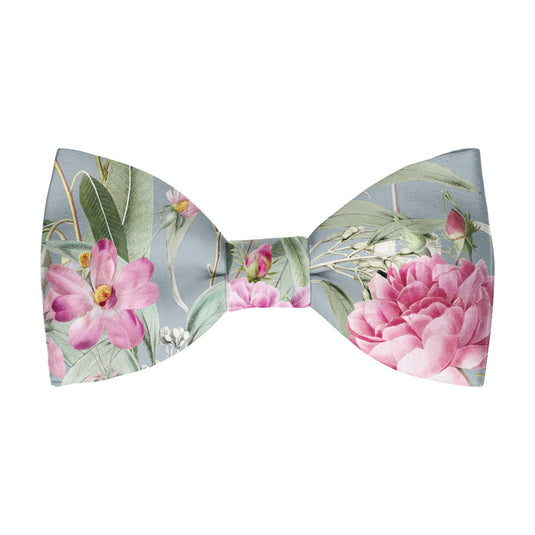 Floral Multicoloured Eucalyptus and Rose Grey Bow Tie