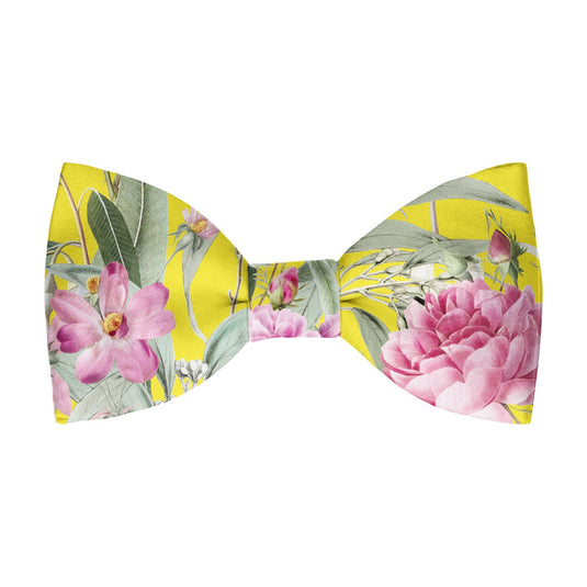Floral Multicoloured Eucalyptus and Rose Bright Yellow Bow Tie