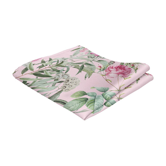 Floral Multicoloured Eucalyptus and Rose Pale Pink Pocket Square