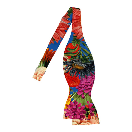 Bright Multicoloured Floral Mix Cobalt Blue Bow Tie