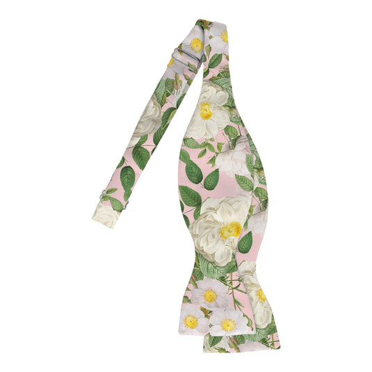 Large White Blossom Blush Pink Bow Tie