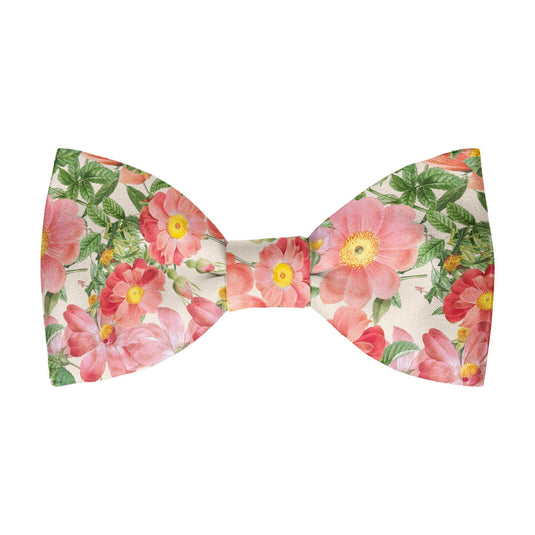 Coral & Pink Anemone Flowers Bloom Bow Tie