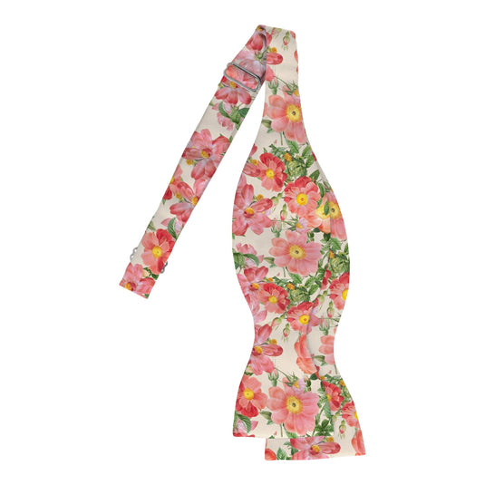 Coral & Pink Anemone Flowers Bloom Bow Tie