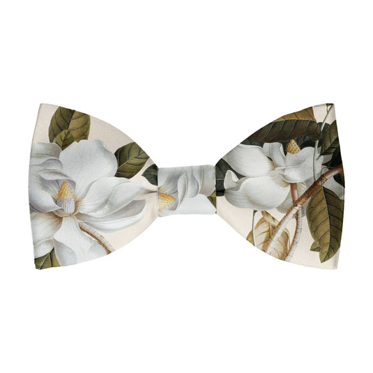 White Magnolia Flowers & Foliage Parchment Bow Tie