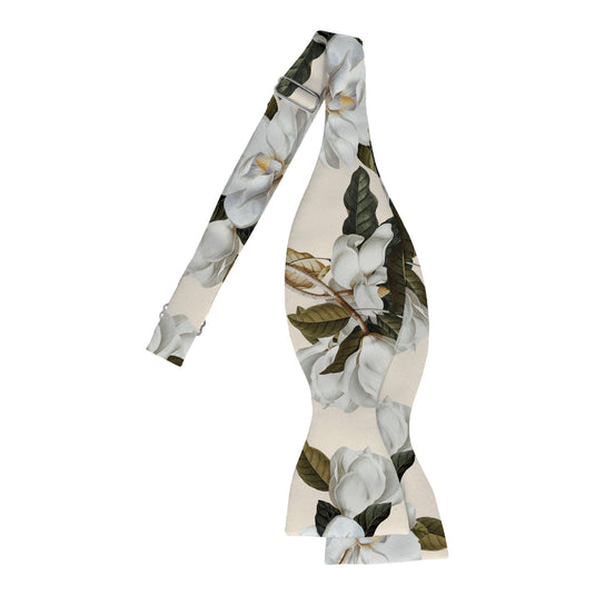 White Magnolia Flowers & Foliage Parchment Bow Tie