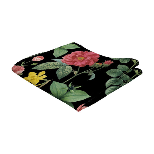 English Garden Multicolour Floral Black Pocket Square