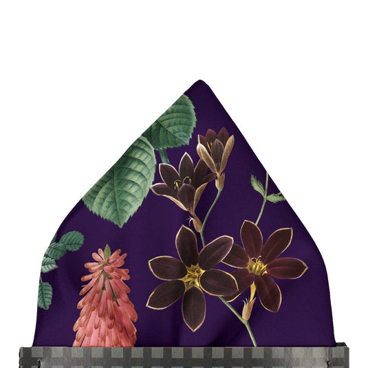 English Garden Multicolour Floral Purple Pocket Square