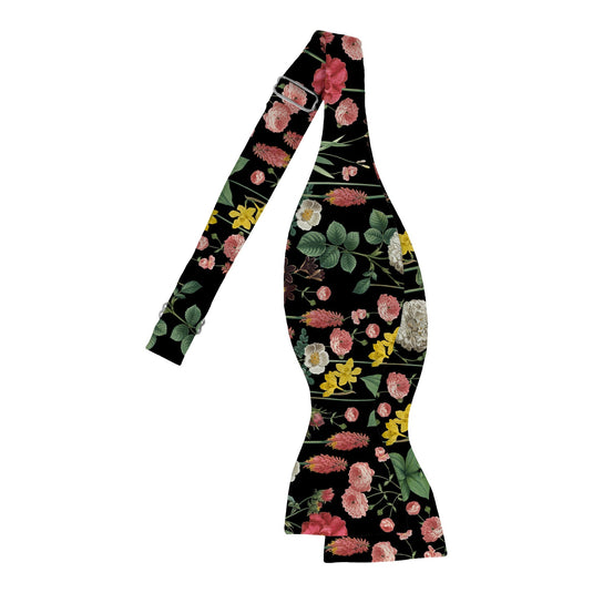 Border Plants Multicoloured Floral Black Bow Tie