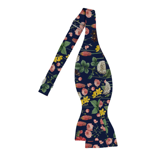 Border Plants Multicoloured Floral Prussian Blue Bow Tie
