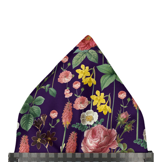 Border Plants Multicolour Floral Purple Pocket Square