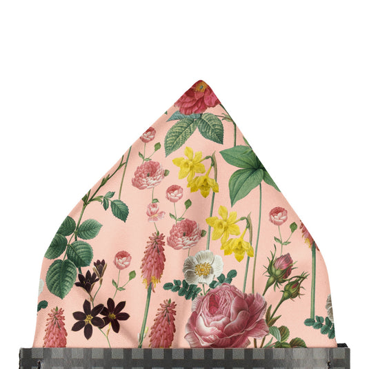Border Plants Multicolour Floral Pink Pocket Square