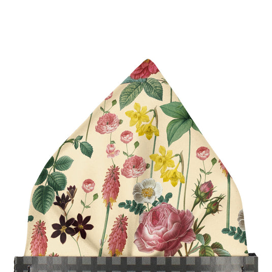 Border Plants Multicolour Floral Cream Pocket Square