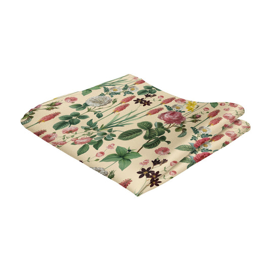 Border Plants Multicolour Floral Cream Pocket Square
