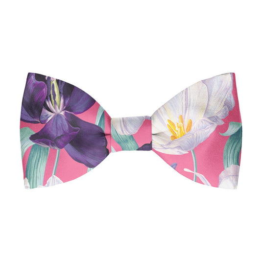 Large White & Purple Tulips Pink Bow Tie Bow Tie