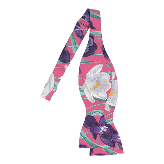Large White & Purple Tulips Pink Bow Tie Bow Tie