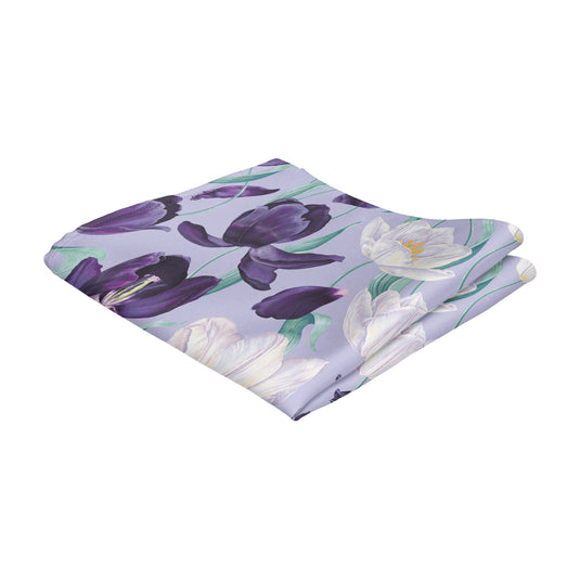 Large White & Purple Tulips Lilac Pocket Square