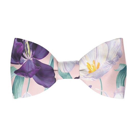 Large White & Purple Tulips Blush Pink Bow Tie