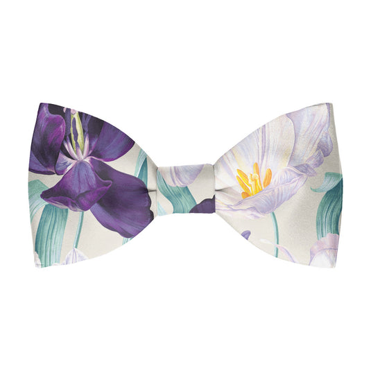 Large White & Purple Tulips Parchment Bow Tie
