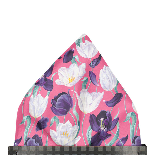 Blooming Tulip Flowers & Petals Pink Pocket Square