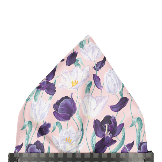 Blooming Tulip Flowers & Petals Blush Pink Pocket Square