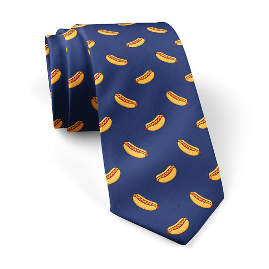 Hot Dogs Weiners Fast Food Navy Tie