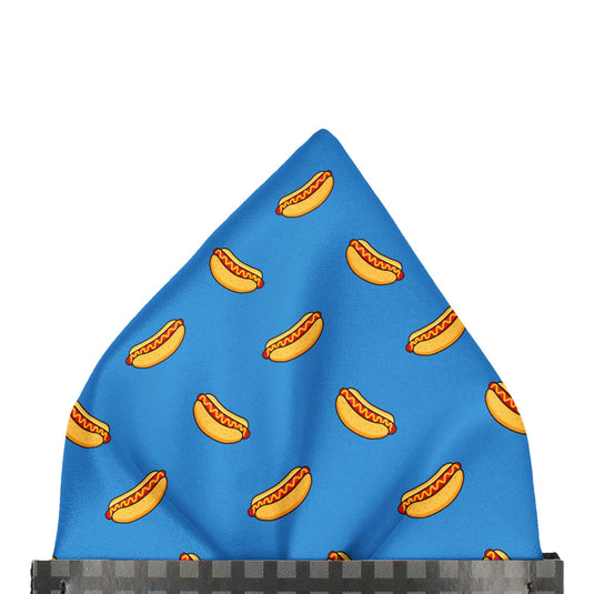 Hot Dogs Weiners Fast Food Blue Pocket Square