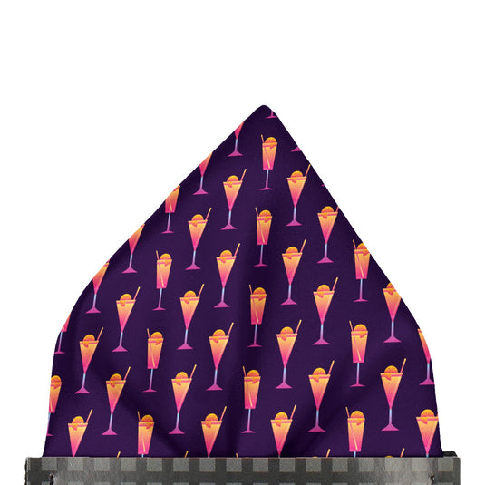Sunset Cocktails Purple Pocket Square