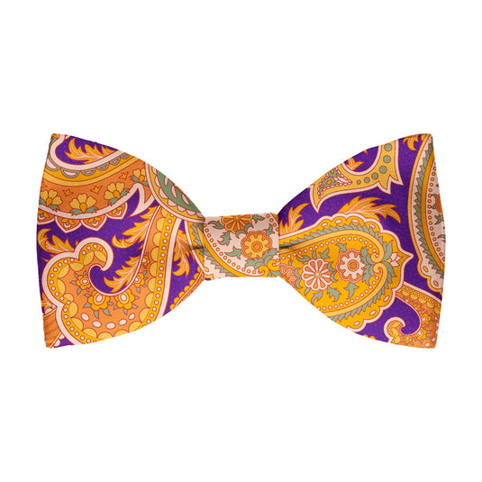 Bold Orange & Violet Purple Paisley Print Bow Tie