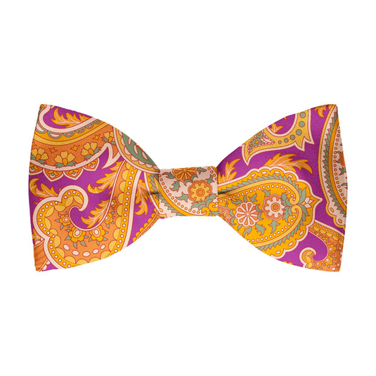 Bold Orange & Fuchsia Pink Paisley Print Bow Tie